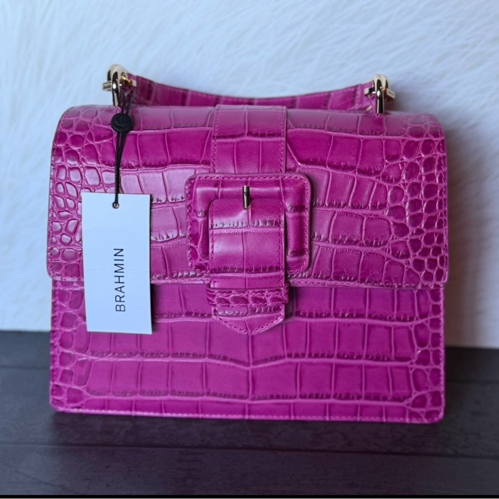 Brahmin Small Hallie Satchel Empower Tangsi Pink Leather BCA $365 - Picture 1 of 16